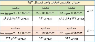 زمان بندی انتخاب واحد