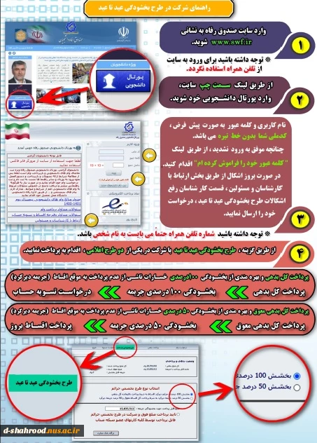 شروع طرح بخشودگی عید تا عید صندوق رفاه دانشجویان از 12 بهمن به مناسبت چهل و سومین سالگرد پیروزی شکوهمند انقلاب اسلامی  2