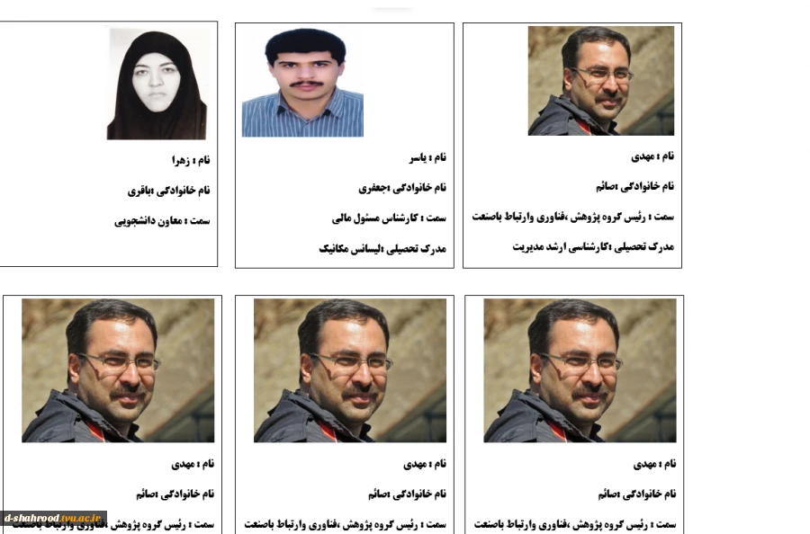 مشخصات همکاران